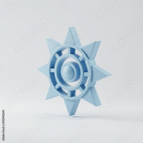 3D blue Ashoka Chakra emblem isolated on white background