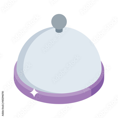 A captivating isometric style icon of serving cloche lid
