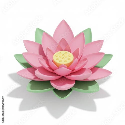 Decorative pink lotus flower in 3D rendering