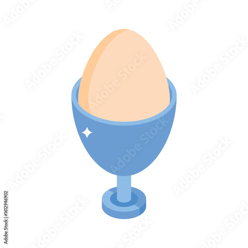 Trendy isometric icon of soft boiled egg stand