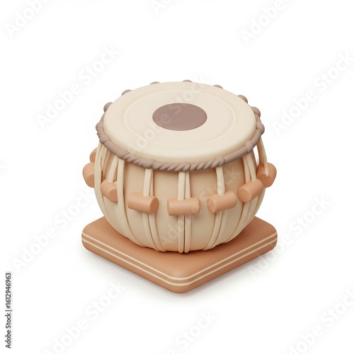 Classic tabla percussion instrument in 3D