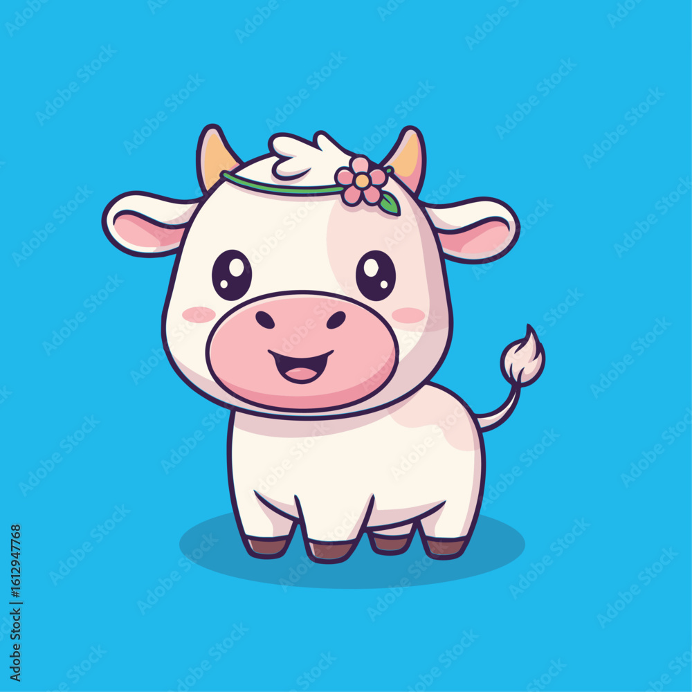 A cute happy lovely cow cartoon illustration A cute happy lovely cow cartoon illustration