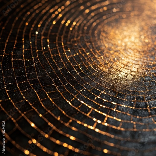 Sparkling Golden Texture on Dark Background with Circular Patterns