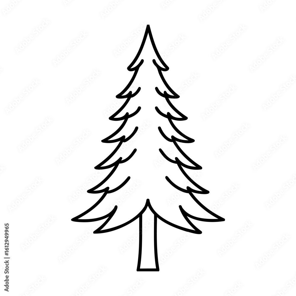 Obraz premium Stylized evergreen tree outline pine tree fir tree