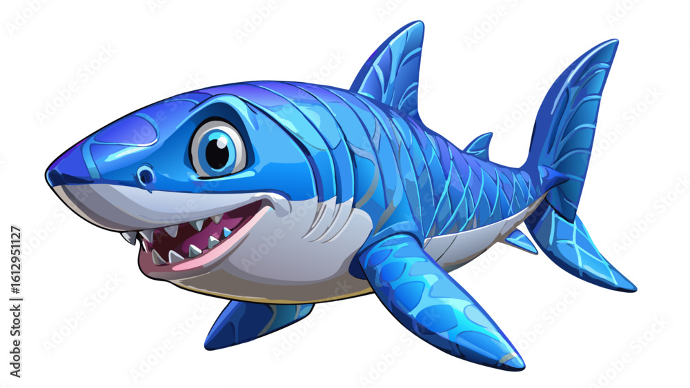 Obraz premium Great white shark side view 3D illustration