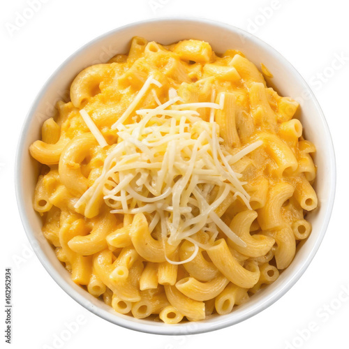 Delicious macaroni and cheese in a white bowl isolated on transparent background