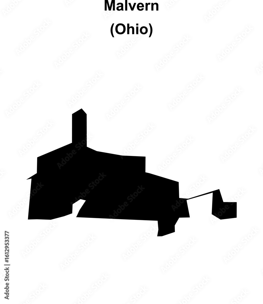 Obraz premium Malvern (Ohio) blank outline map