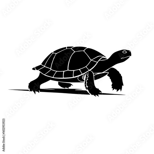 Black Silhouette of Tortoise Vector Illustration