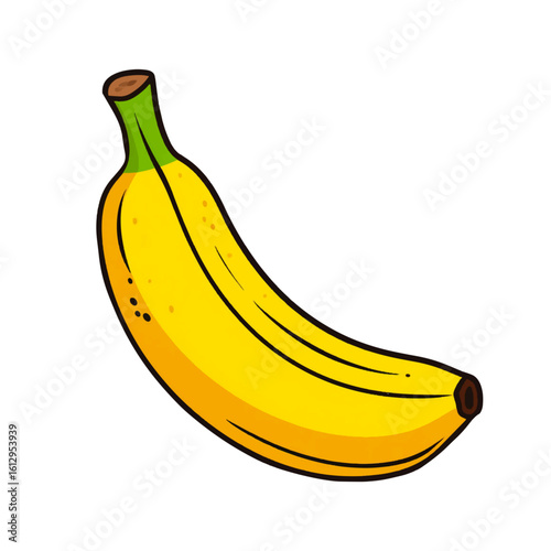 Ripe banana, vector illustration. Fruit isolated on white background. Bunch of bananas, theme of veganism, diet, healthy eating and bright tropical fruits