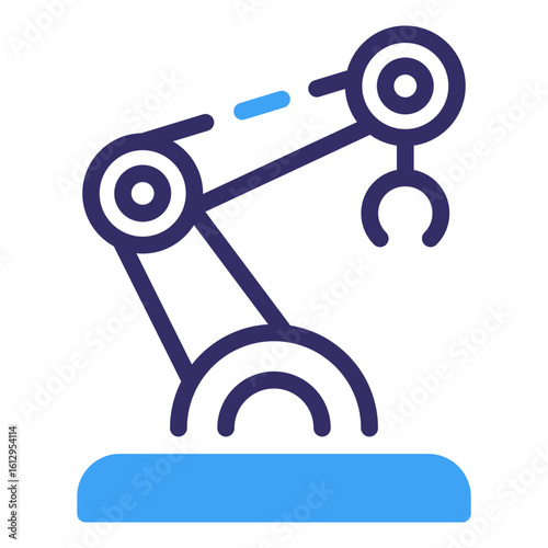 A simplified illustration of a robotic arm, a symbol of modern automation and precision in manufacturing. It highlights the sleek design and technological advancement in the field of robotics.