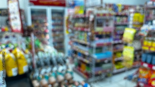 фотографія Abstract defocused background of a minimarket or convenience store