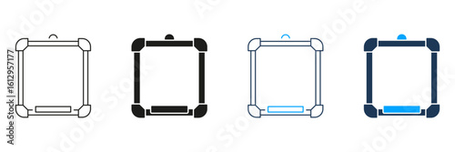 Classroom Whiteboard Line And Solid Icon Set. Writable Education Surface With Frame For Lessons Symbol Collection. Isolated Vector Illustration