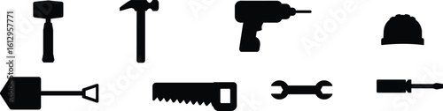 Construction Working Tools Set – Industrial Equipment and Factory Labor Tool Collection


