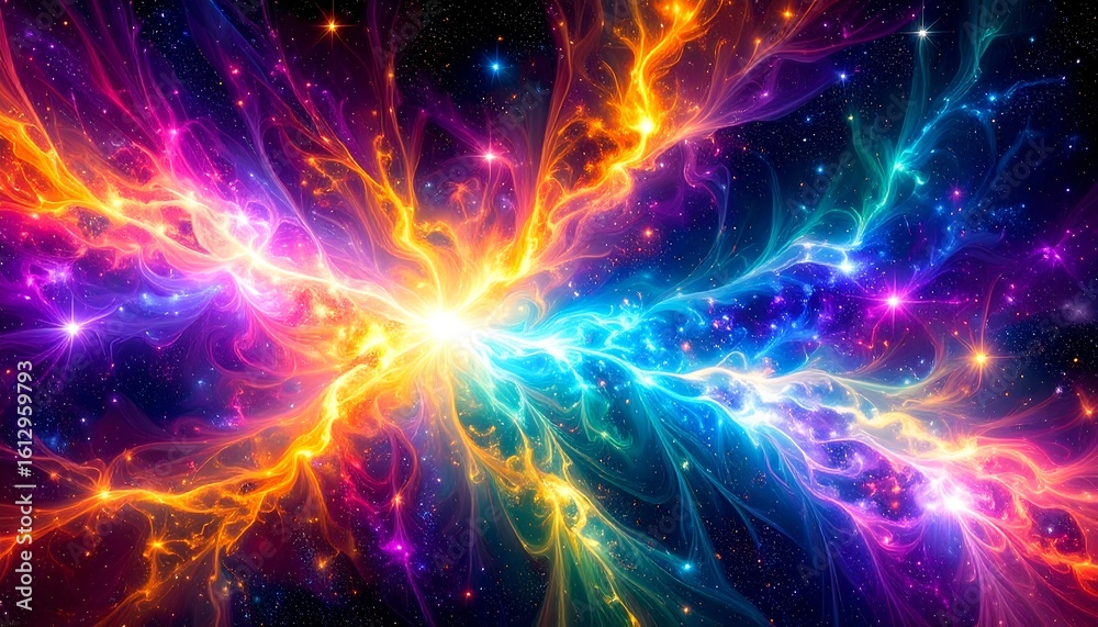 Fototapeta premium Vibrant cosmic energy explosion