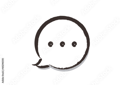 筆で描いた、アイコン「吹き出し（会話、情報、間）」, A brush-drawn icon, "Speech bubble (conversation, information, pause)"
