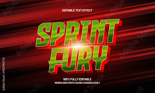 sprint fury editable text effect with a race and finish text style
