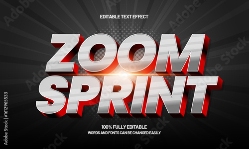 zoom sprint editable text effect with a race and finish text style