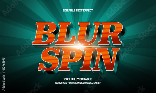 blur spin editable text effect with a race and finish text style