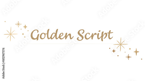 Golden script text with sparkling stars on both sides creating a festive and elegant design element