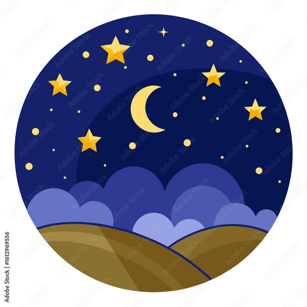 Fototapeta premium Night sky with moon and stars