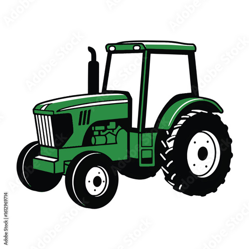 Green tractor vector illustration isolated on white background suitable for agricultural designs