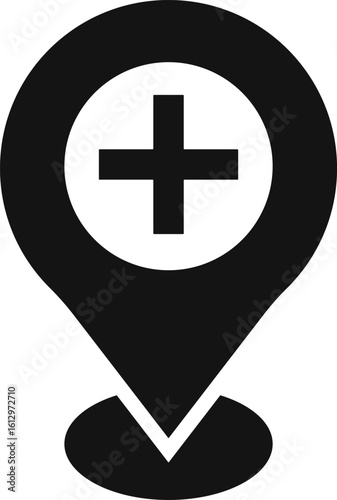 Medical location icon. representing a hospital or clinic. Location pin marker icons. Healthcare Services symbol.  Medical Cross Symbol
