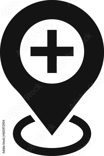 Medical location icon. representing a hospital or clinic. Location pin marker icons. Healthcare Services symbol.  Medical Cross Symbol
