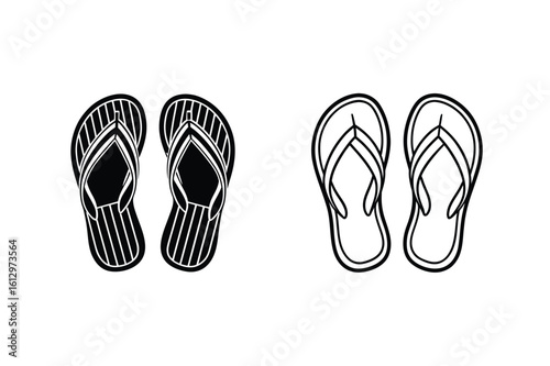 Black and white flip flop icons flip flops sandals