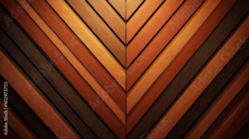  A warm and inviting abstract background composed of diagonal wooden planks in varying shades of brown, creating a geometric and modern pattern.
