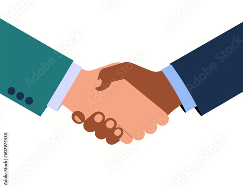 Illustration depicting a handshake between two individuals, symbolizing agreement and partnership.