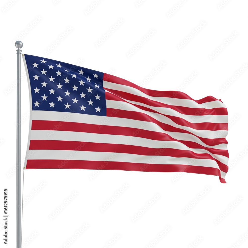 Obraz premium 3D Render of a Waving National Flag of the United States of America, Symbol of Patriotism, Freedom