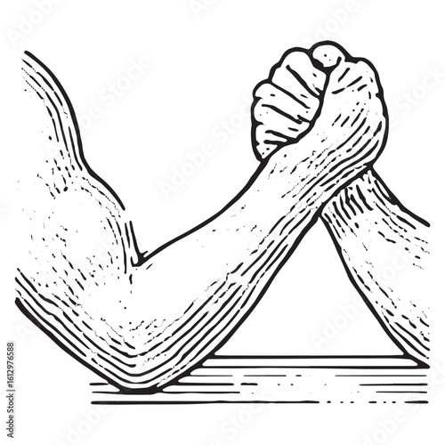 Intense Arm Wrestling Battle: Showcase of Muscle Power and Strength