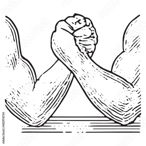 Intense Arm Wrestling Battle: Showcase of Muscle Power and Strength