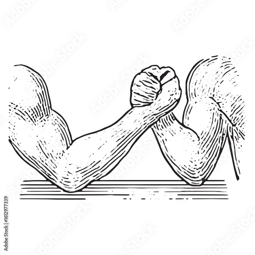 Intense Arm Wrestling Battle: Showcase of Muscle Power and Strength