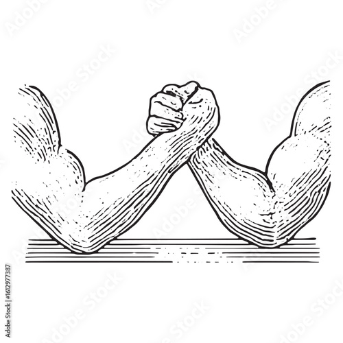 Intense Arm Wrestling Battle: Showcase of Muscle Power and Strength