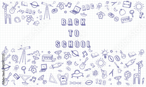 Blank white worksheet exercise book and back to school vector design.