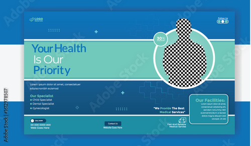 Healthcare Social Media Cover Desgin Template With Discounted offer.