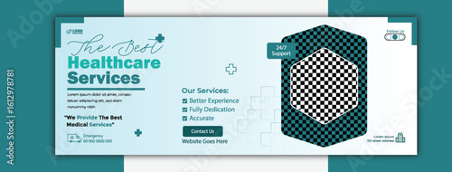 Healthcare Social Media Cover Desgin Template With Discounted offer.