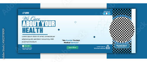 Healthcare Social Media Cover Desgin Template With Discounted offer.