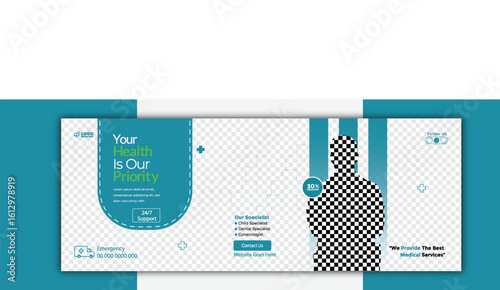 Healthcare Social Media Cover Desgin Template With Discounted offer.