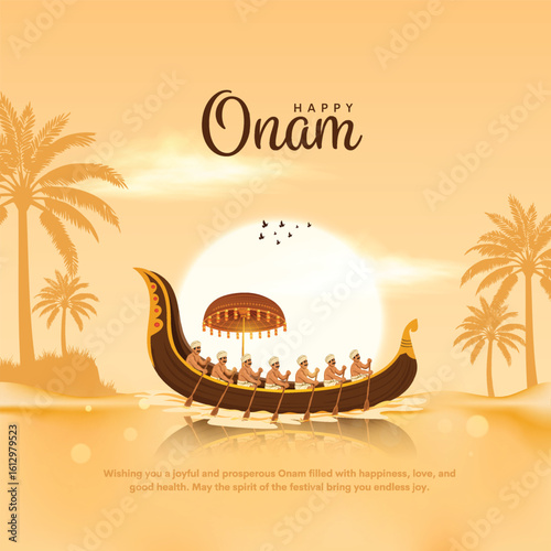 Kerela festival happy Onam celebration greetings. Creative vector illustration design.	
