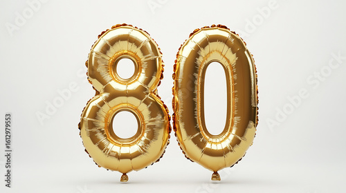 Obraz na płótnie Gold number eighty balloons a celebratory image