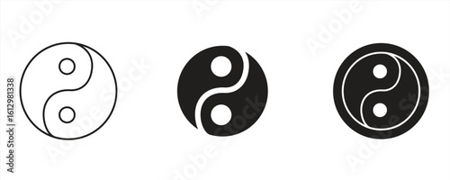 Yin Yang icon, symbol of harmony and balance, vector illustration.


