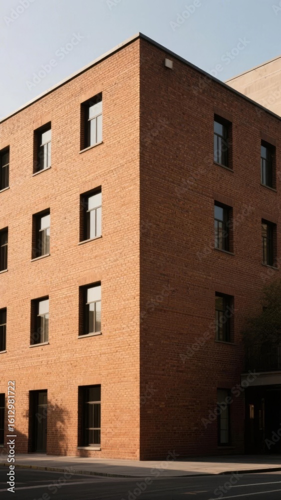 Fototapeta premium Modern Brick Building with Symmetrical Windows