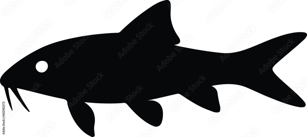 Fototapeta premium Silhouette Gyrinocheilus aymonieri suckerfish black and white minimalist vector illustrator
