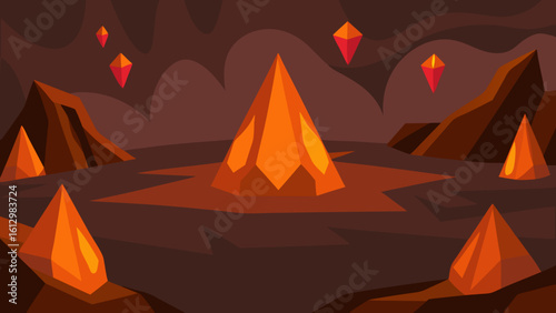 Desert camping at sunset near the Giza pyramids, a vector illustration of ancient Egyptian travel and nature