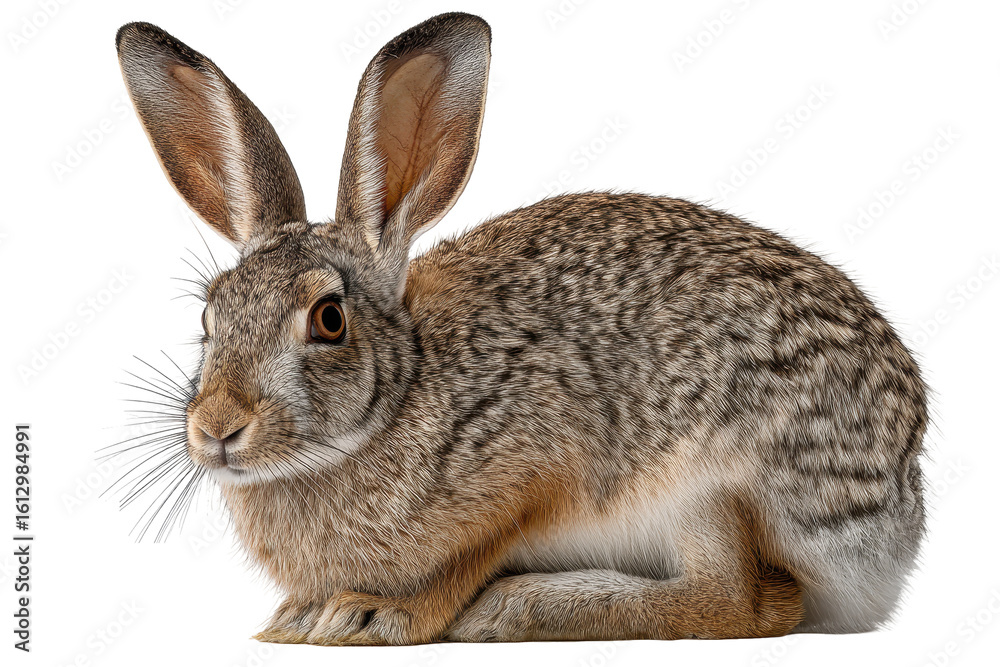 Fototapeta premium Desert Jackrabbit Close Up Wildlife Animal Portrait, isolated on a transparent background