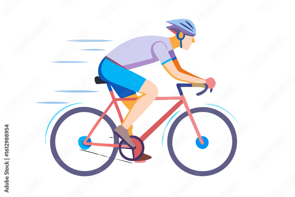 Fototapeta premium Cyclist in motion with speed lines on a black background