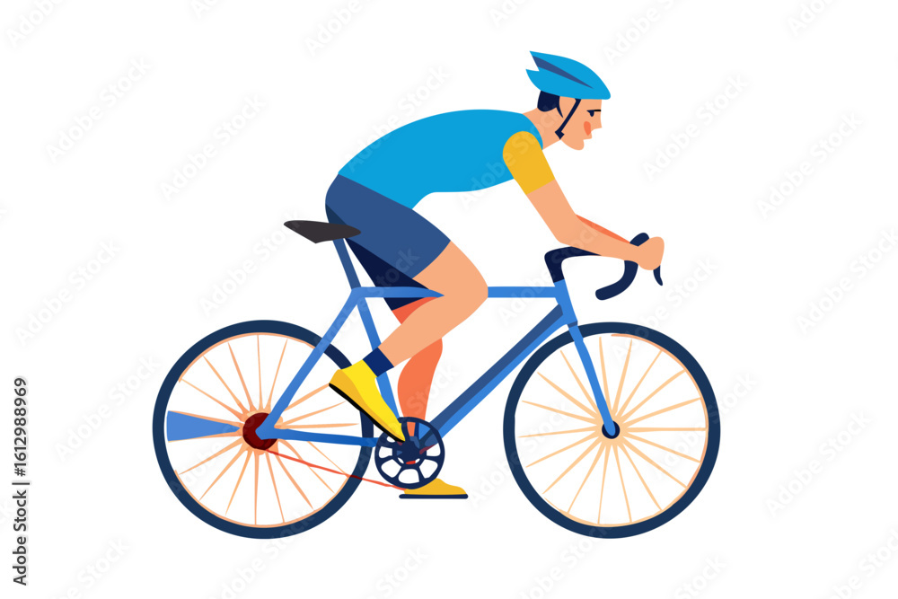 Obraz premium Man in cycling gear riding a bicycle on a black background