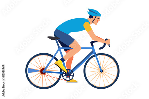 Man in cycling gear riding a bicycle on a black background